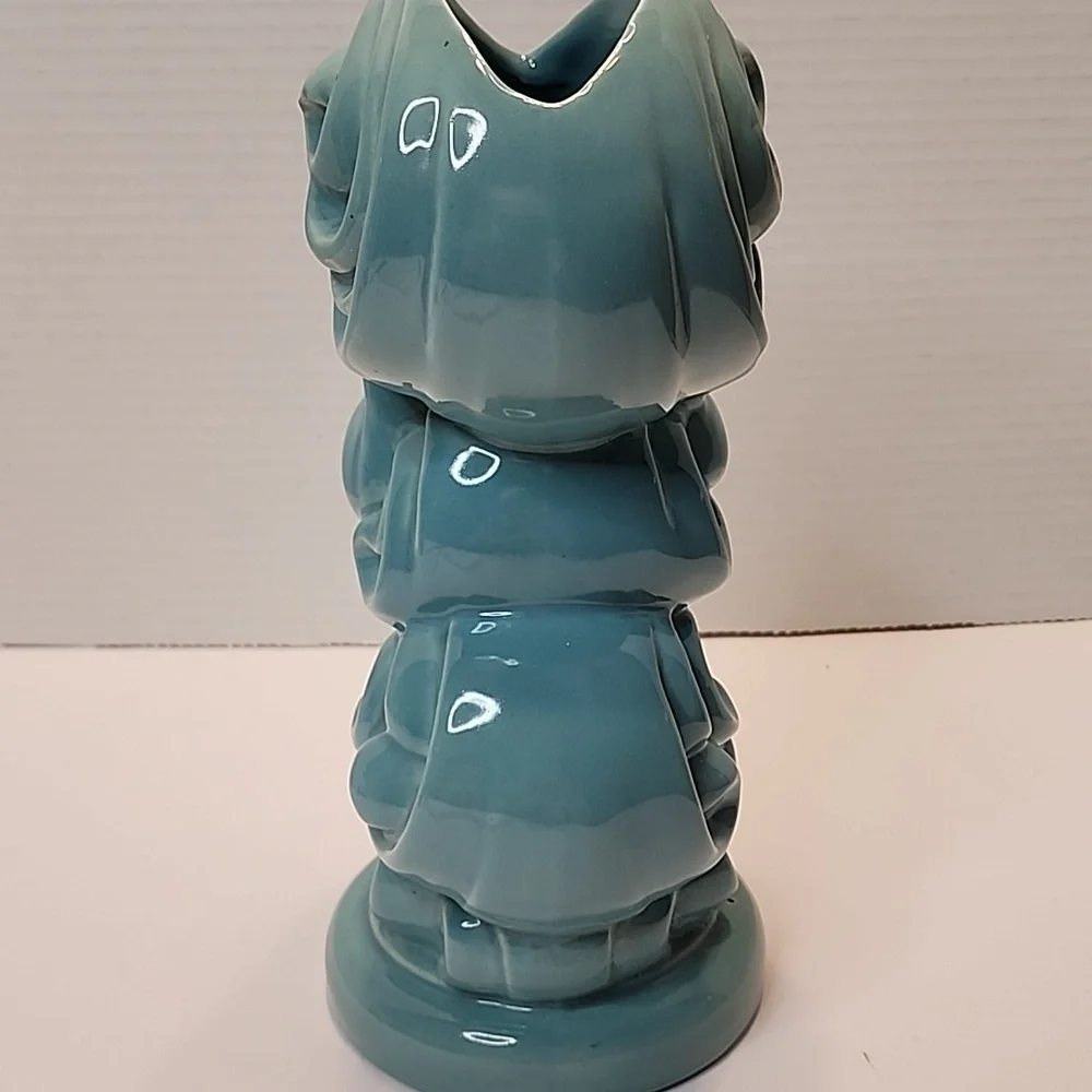 HAEGER USA Vase Pottery Plumed Ostrich. Retro Vintage COLLECTIBLE AQUA